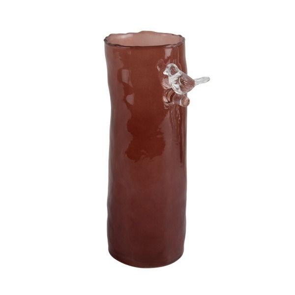 Vase Bird On Branch large red ochre