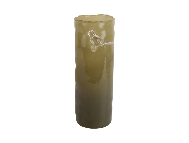 Vase Bird On Branch large army green