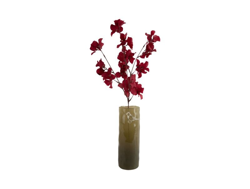 Vase Bird On Branch large army green