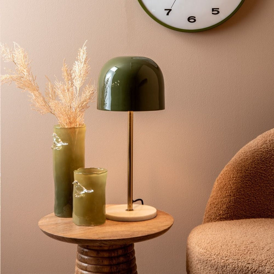 Vase Bird On Branch large army green