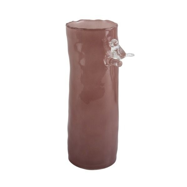 Vase Bird On Branch large soft pink