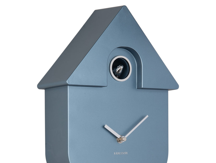 Wandklok Modern Cuckoo metallic blauw