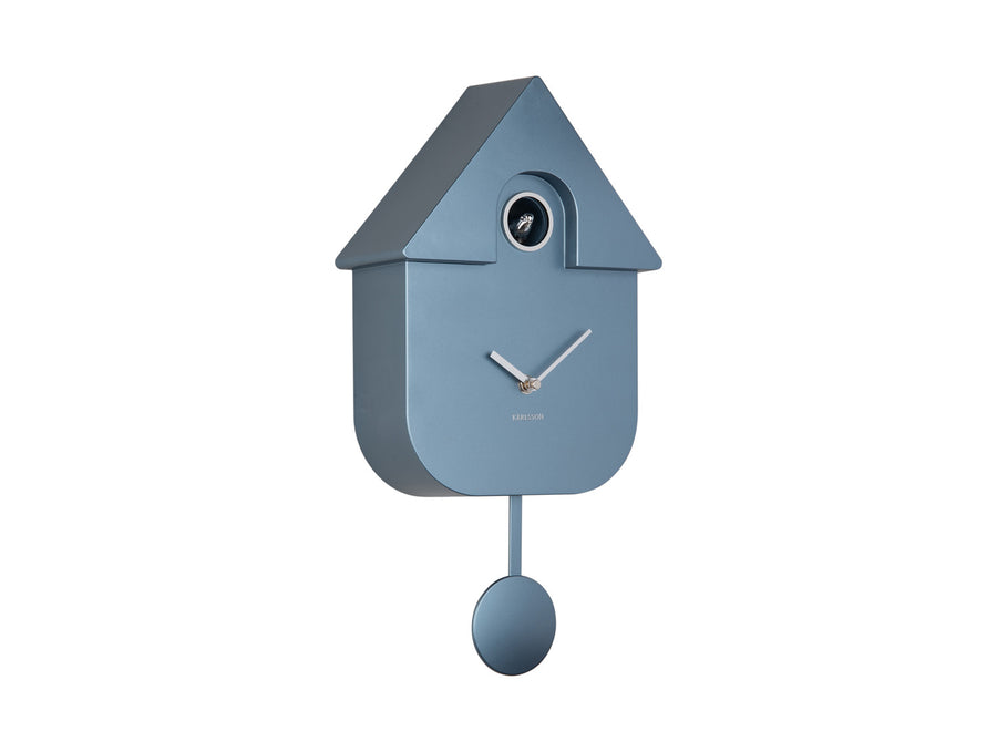 Wandklok Modern Cuckoo metallic blauw