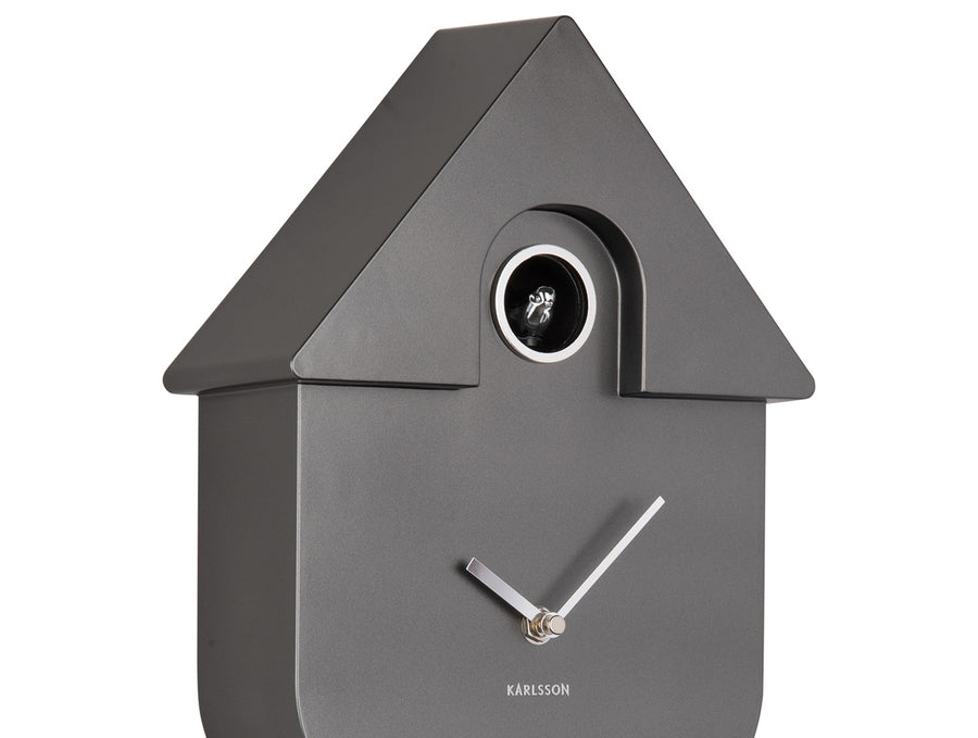 Wandklok Modern Cuckoo metallic grijs