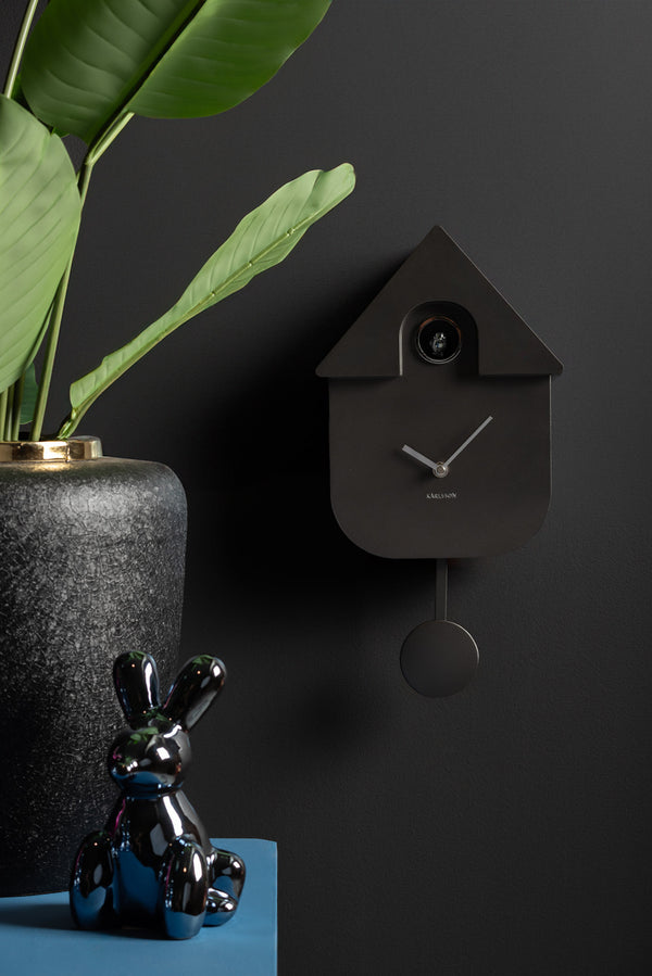 Wandklok Modern Cuckoo metallic grijs