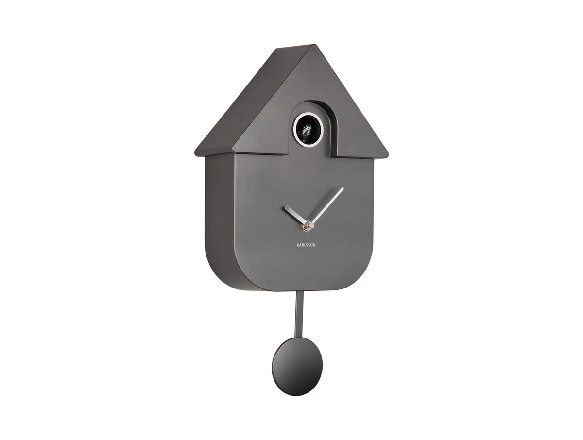 Wandklok Modern Cuckoo metallic grijs