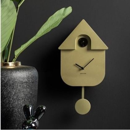 Wall clock Modern Cuckoo ABS metallic gold