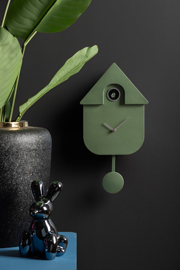 Wandklok Modern Cuckoo metallic groen