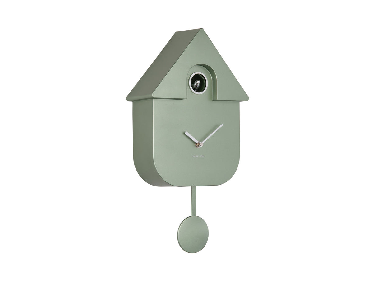 Wandklok Modern Cuckoo metallic groen