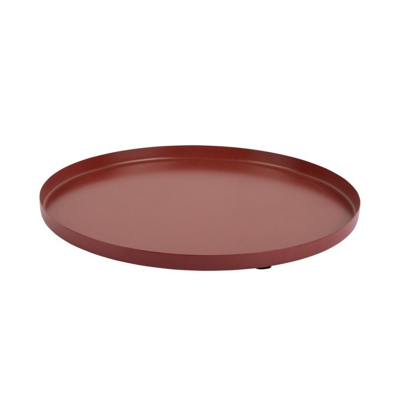 Tray Servir round small red ochre