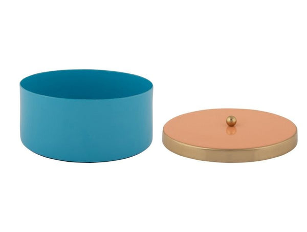 Storage box Double Funky medium aqua blue w. peach orange