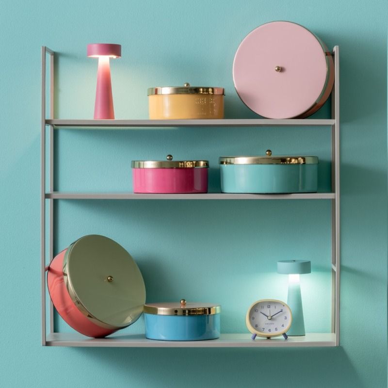 Storage box Double Funky medium aqua blue w. peach orange
