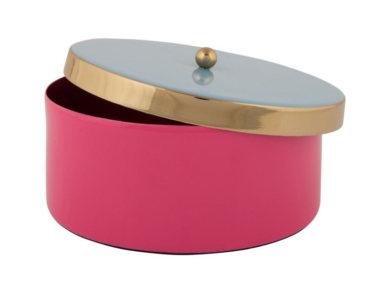 Storage box Double Funky medium bright pink w. soft blue
