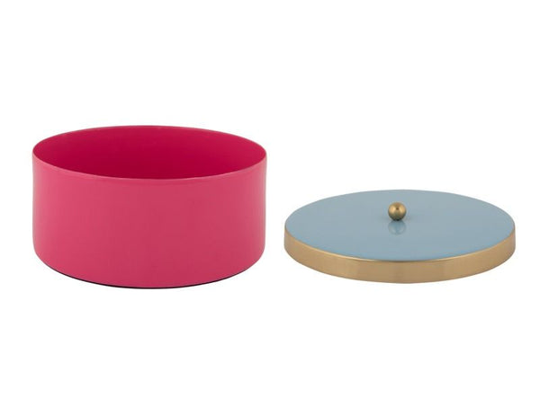 Storage box Double Funky medium bright pink w. soft blue