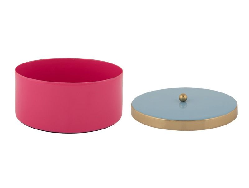 Storage box Double Funky medium bright pink w. soft blue