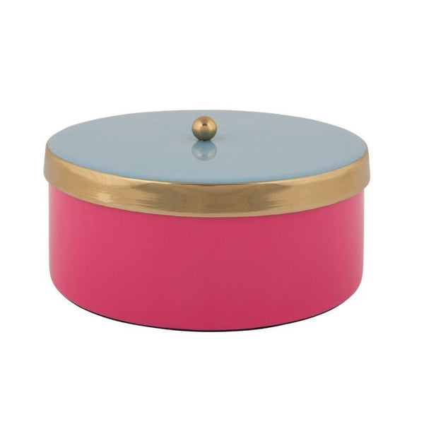Storage box Double Funky medium bright pink w. soft blue
