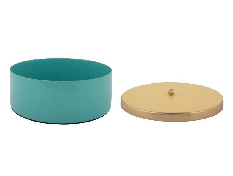 Storage box Double Funky large turquoise blue w. soft yellow