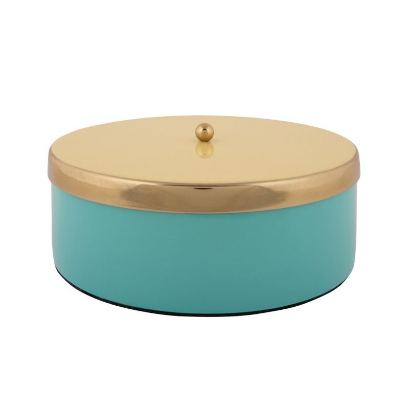 Storage box Double Funky large turquoise blue w. soft yellow