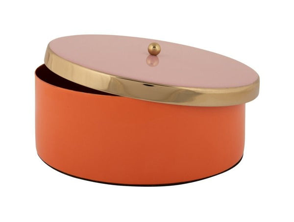 Storage box Double Funky large bright orange w. soft pink