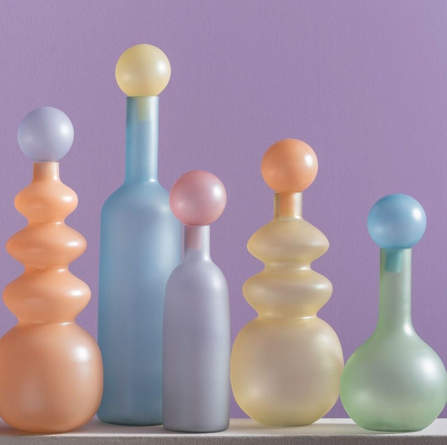 Vase Alegre Botellin large soft blue w. soft yellow