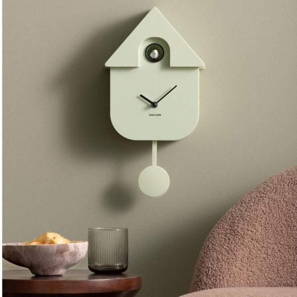 Wall clock Modern Cuckoo ABS soft green