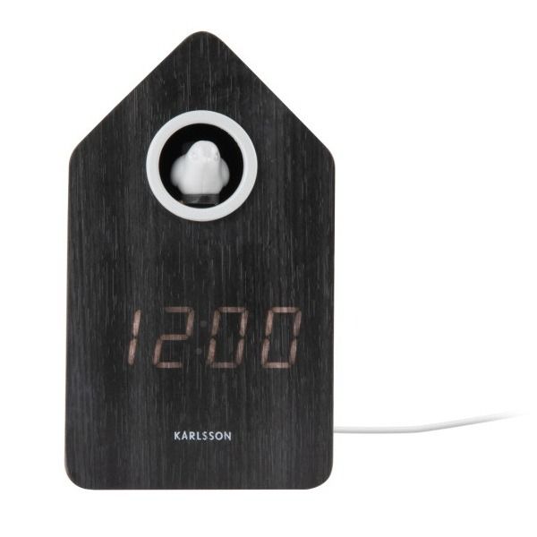 Alarm clock Cuckoo LED black wood veneer