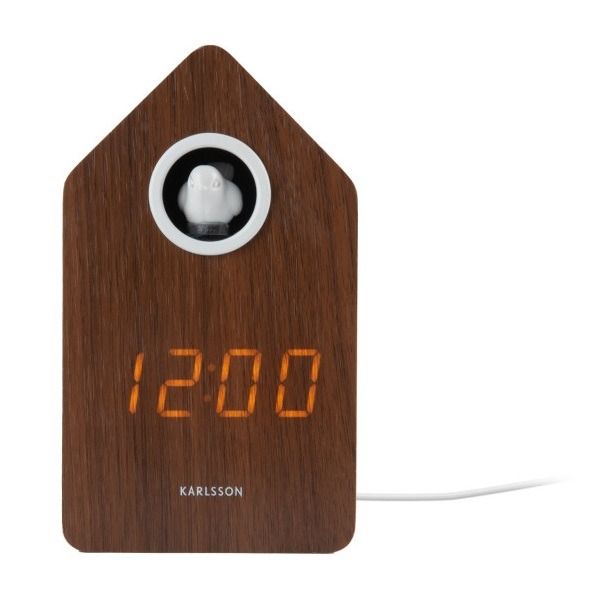 Alarm clock Cuckoo LED dark wood veneer