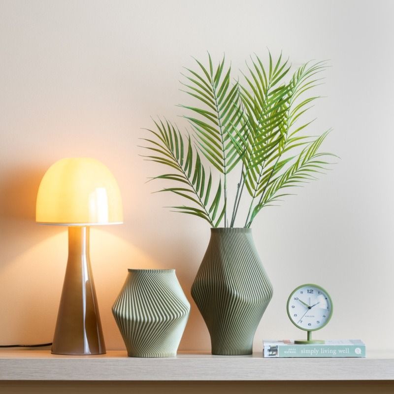 Vase Twisted Rib tea green