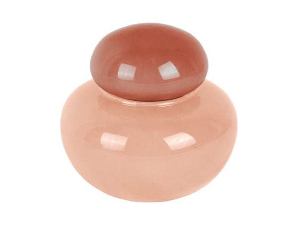 Vase Nuevo Dulce small soft pink w. tan rose lid