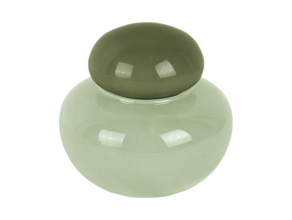 Vase Nuevo Dulce small soft green w. jungle green lid
