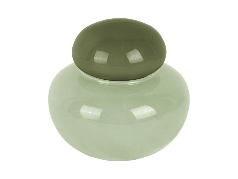 Vase Nuevo Dulce small soft green w. jungle green lid