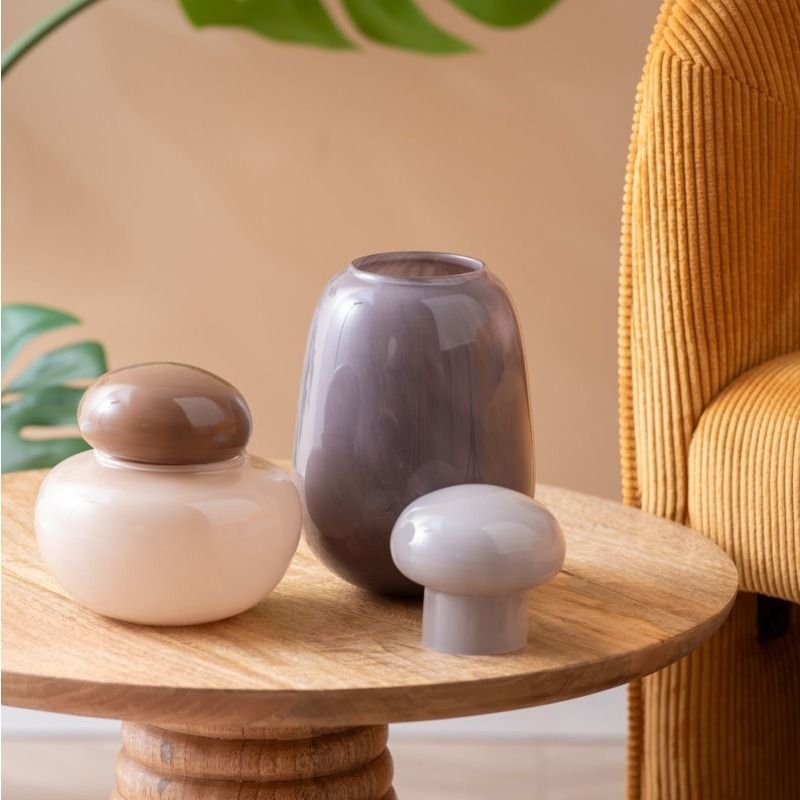 Vase Nuevo Dulce small soft brown w. dark brown lid