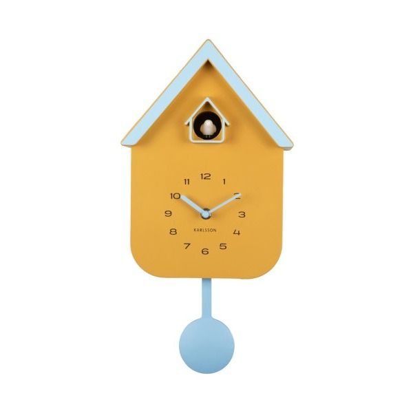 Wall clock Dupla Color Cuckoo retro green w. soft yellow