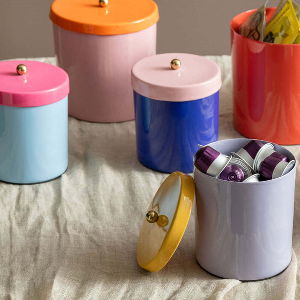 Voorraadpot Double Funky kobalt/roze