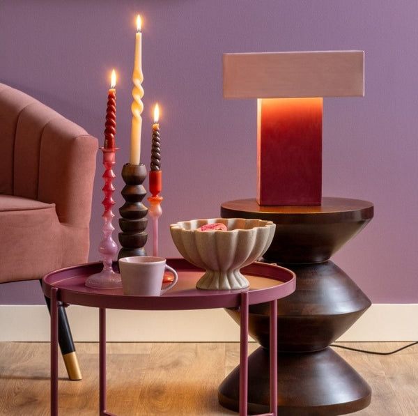 Candle holder Grato Mecer large warm purple to soft purple