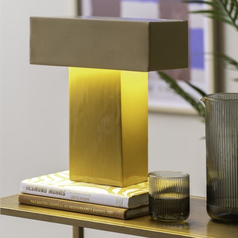 Table lamp Grato Recto honey yellow w. soft yellow