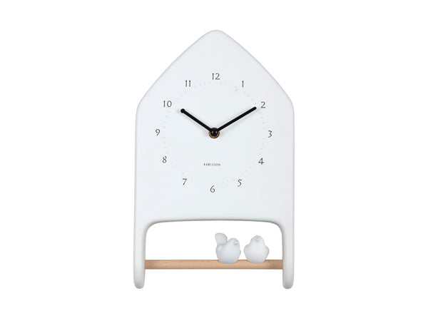 Wandklok Love Birds wit
