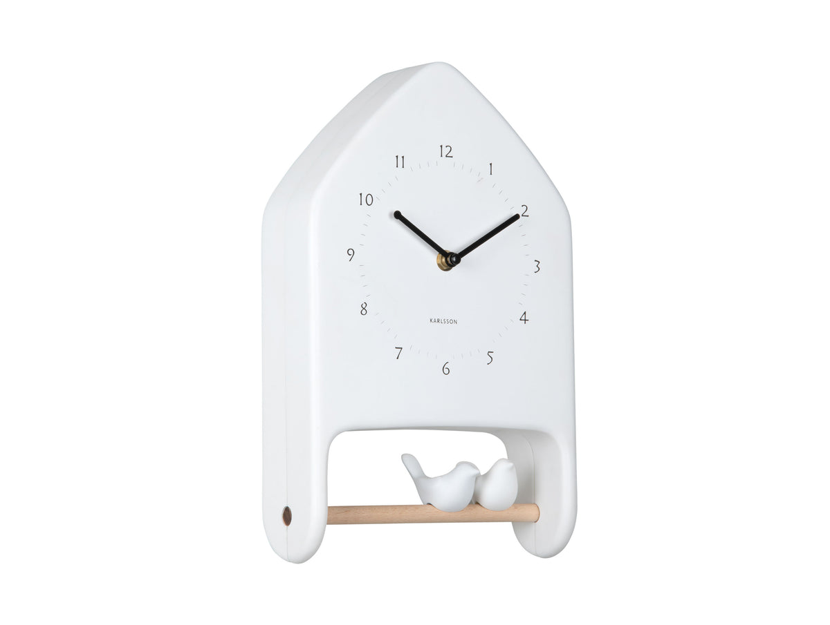 Wandklok Love Birds wit