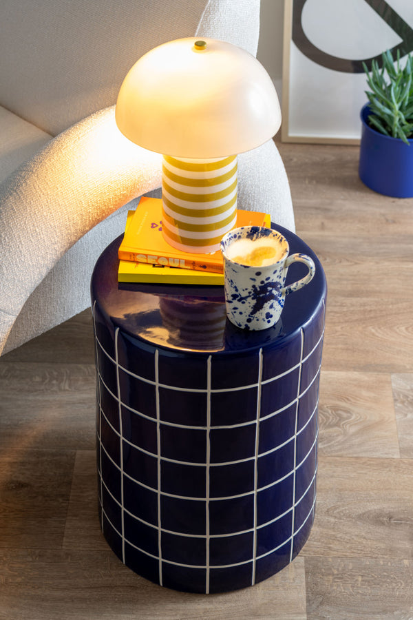 Bijzettafel Retro Tiles hoog blauw