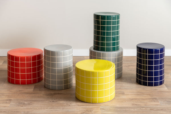 Bijzettafel Retro Tiles laag geel