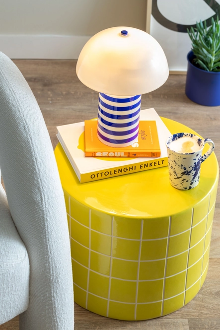 Bijzettafel Retro Tiles laag geel