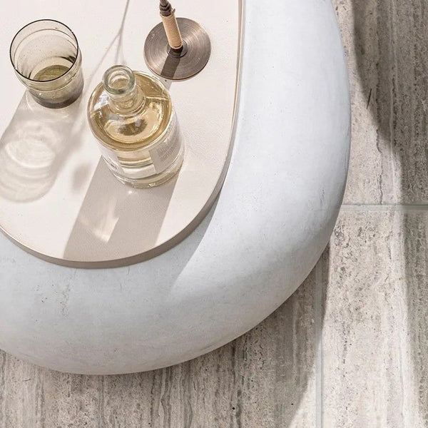 Pebble Bijzettafel Betonlook Wit 35x?50