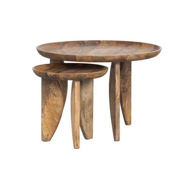 Set V 2- High Heels Bijzettafels mango hout naturel