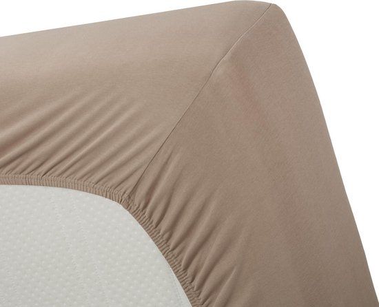 Hoeslaken Jersey Stretch Fitted Sheet Taupe 180x200/220