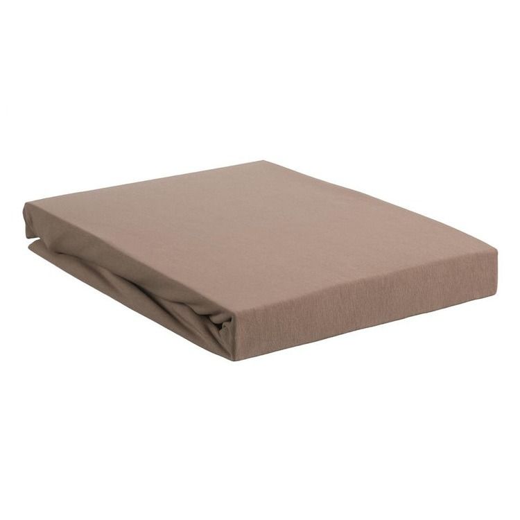 Hoeslaken Jersey Stretch Topper Fitted SheetTaupe 90x200/220