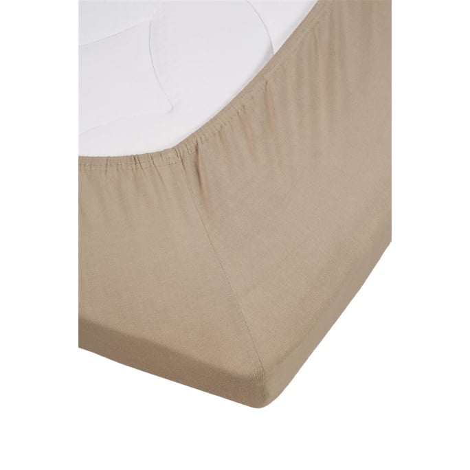 Hoeslaken Jersey Stretch Splittopper Fitted Sheet Taupe 180x200/220