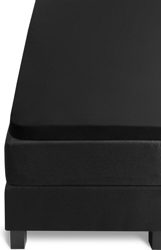 Hoeslaken Jersey Stretch Topper Fitted Sheet Black 180x200/220
