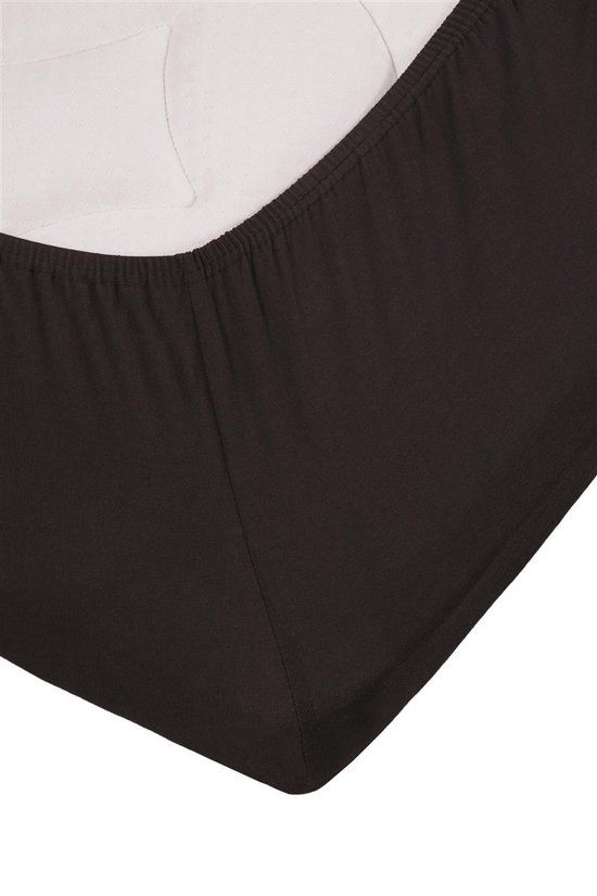 Hoeslaken Jersey Stretch Splittopper Fitted Sheet Black 180x200/220