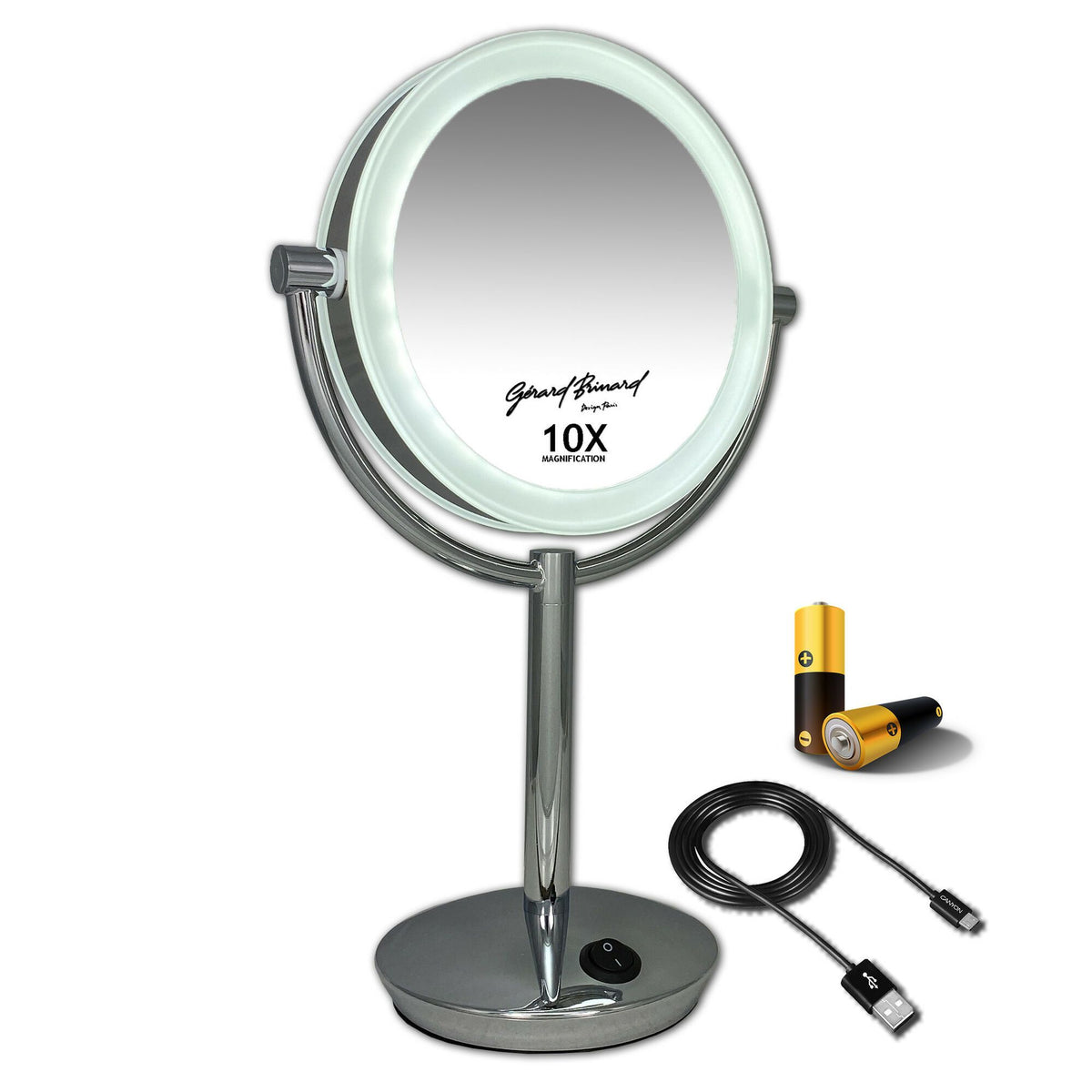 Dubbelz. verl. standspiegel 10x/19 cm Incl. batterij