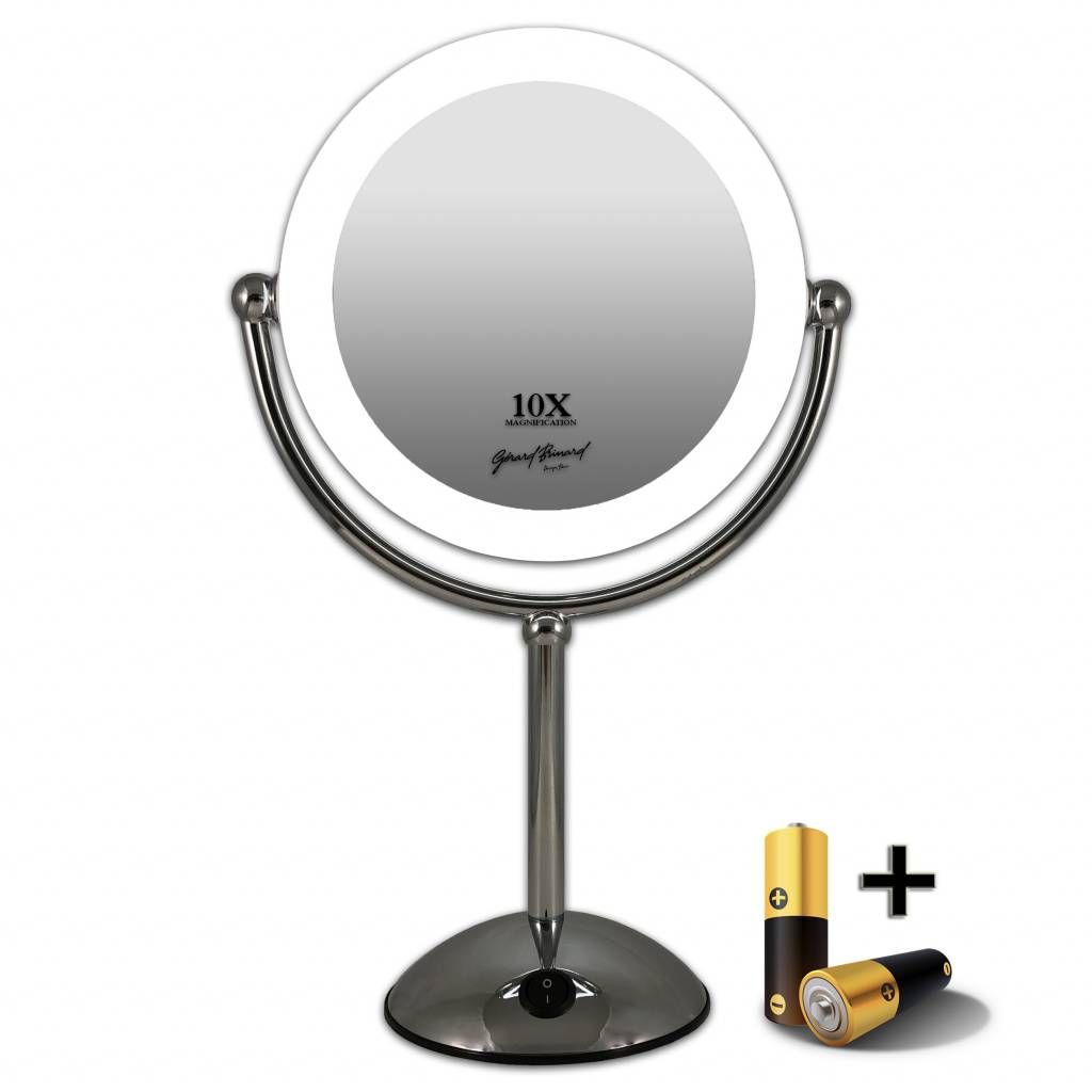Dubbelz. verl. standspiegel 10x/22 cm Incl. batterij/USB
